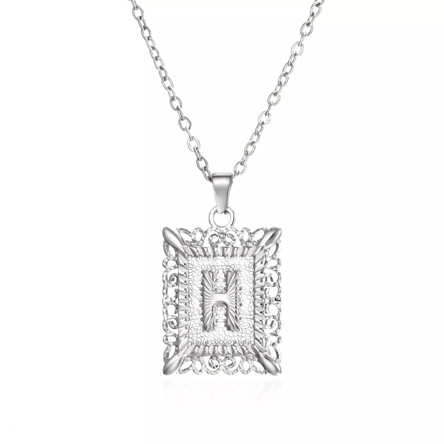 Personalized initial letter necklace in gold or steel, featuring any letter from A to Z