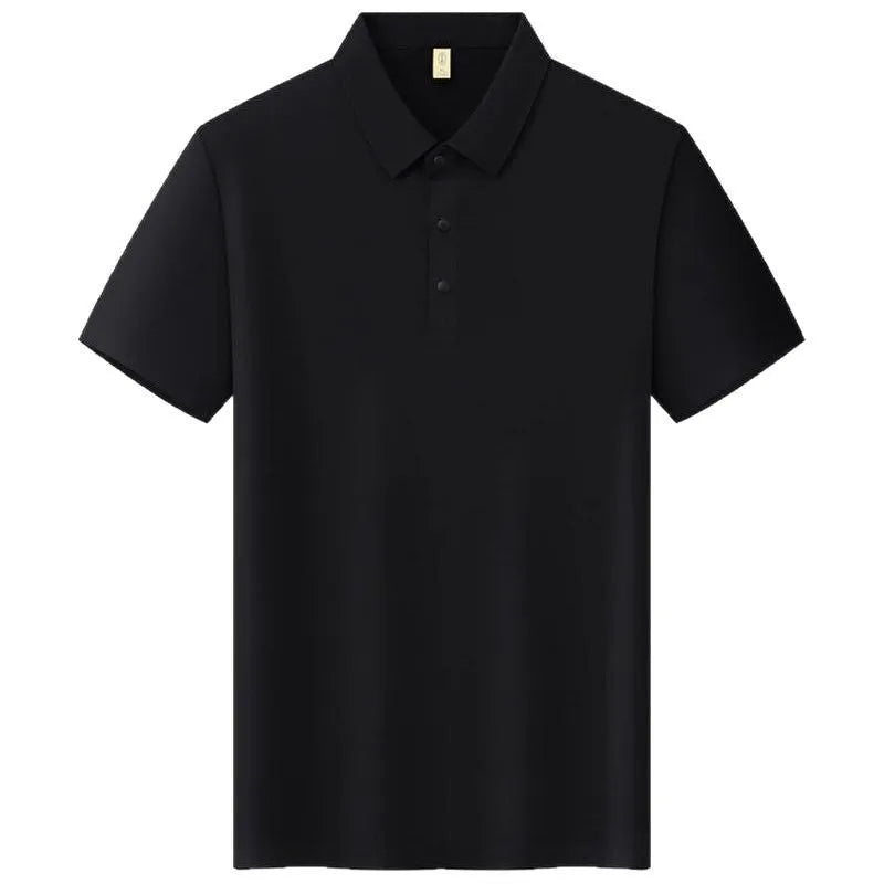 Men's solid colour seamless lapel acrylic T-shirt in slim fit with short sleeves