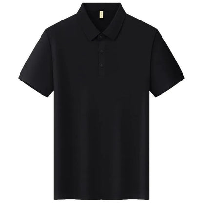Men's solid colour seamless lapel acrylic T-shirt in slim fit with short sleeves