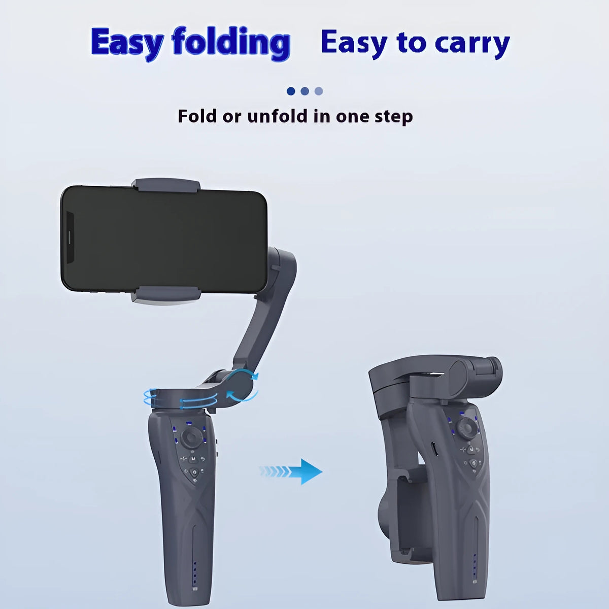 Three-axis phone stabiliser with AI tracking module, ABS body, for phones up to 280g and 9cm wide, English version
