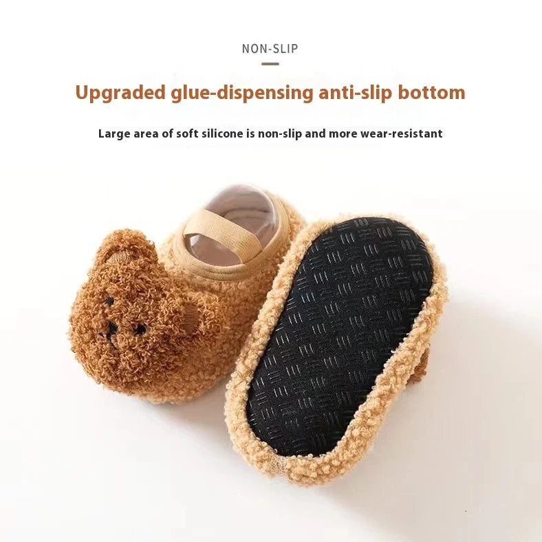Baby floor socks with cartoon patterns, silicone non-slip dots on soles, in KN2200 blue colour