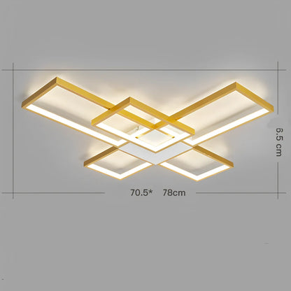 Modern LED ceiling lamp with remote dimming in black or gold finish for 10-15 square metre rooms