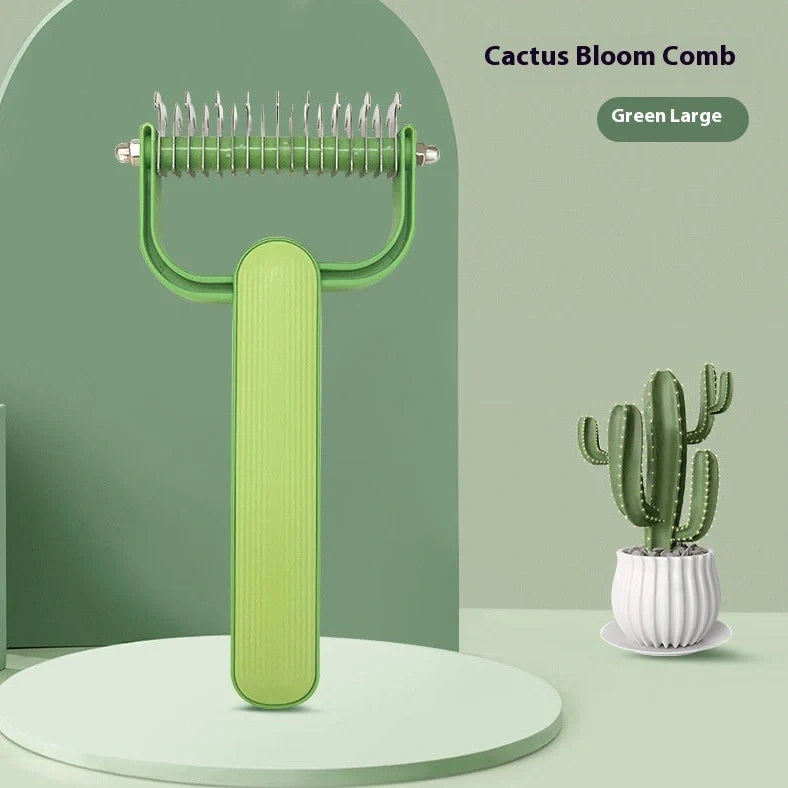 Fashion Creative pet hair unknotting comb with stainless steel teeth in green and grey colours, small and large sizes