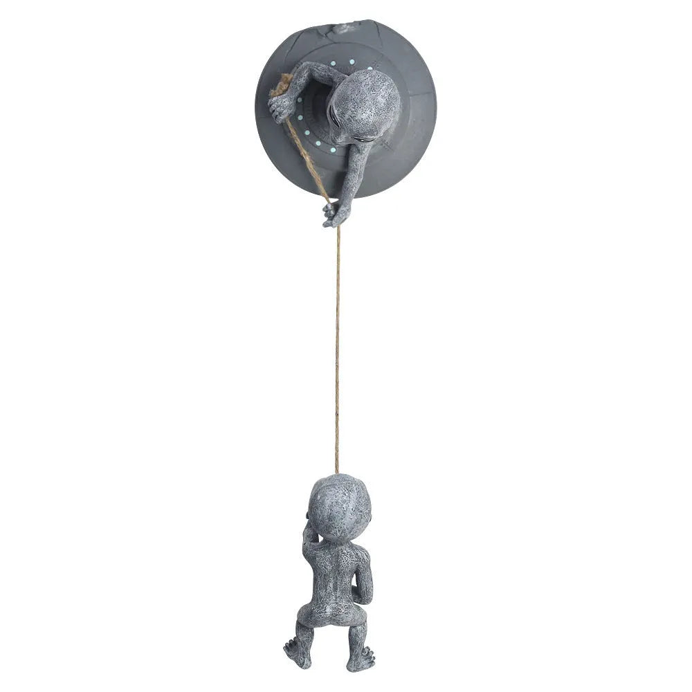 Grey resin alien tree pendant outdoor garden decoration with carved details