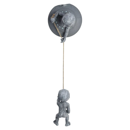 Grey resin alien tree pendant outdoor garden decoration with carved details