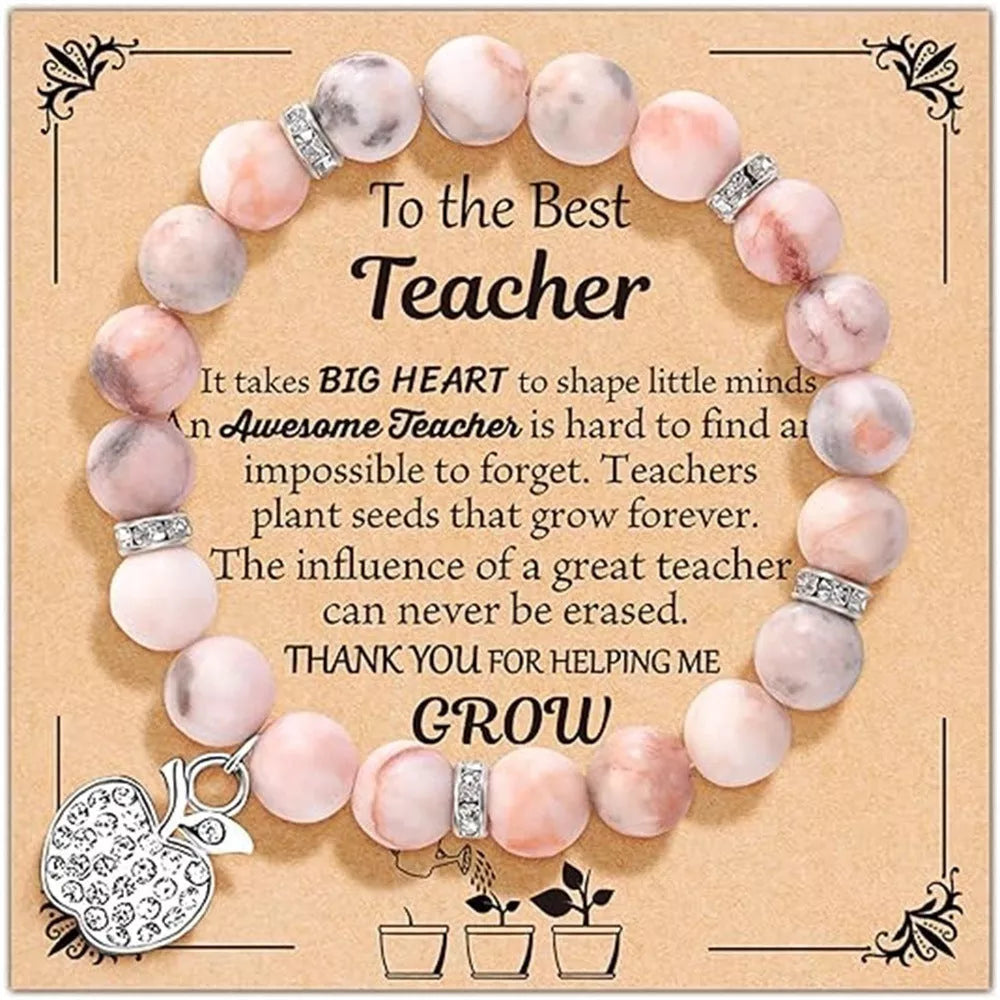 Handcrafted natural stone Tree of Life bracelet with pink zebra design