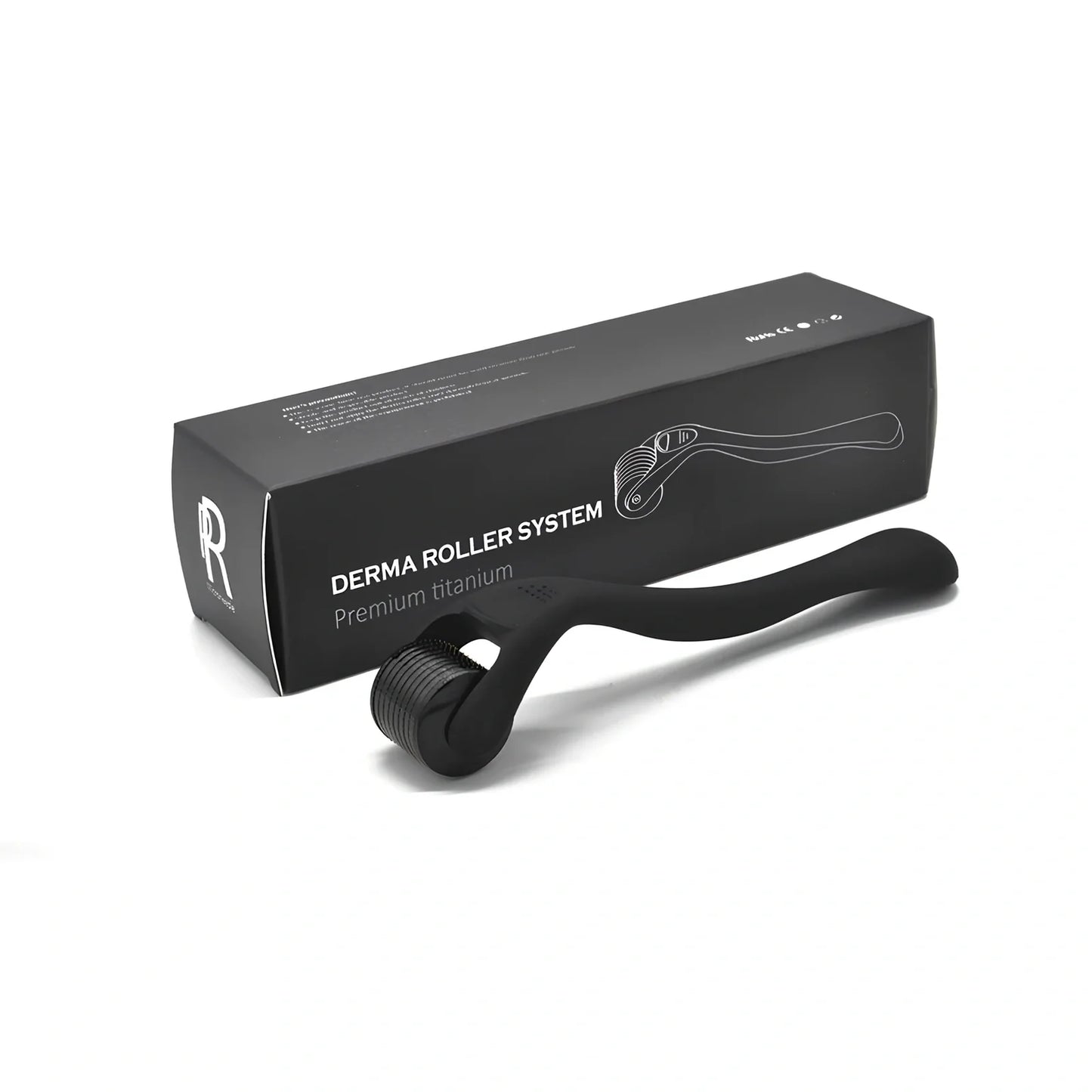 Black titanium alloy beard roller with multiple needle lengths for facial hair care