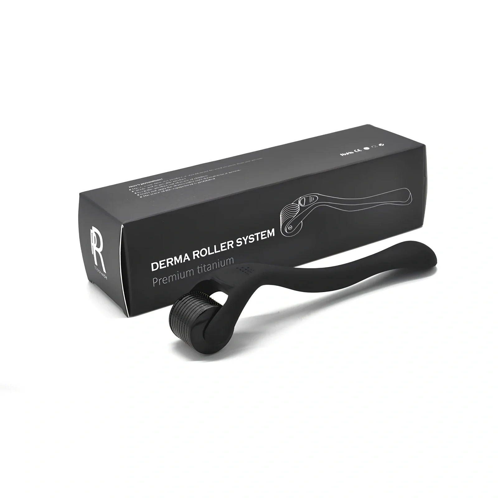 Black titanium alloy beard roller with multiple needle lengths for facial hair care