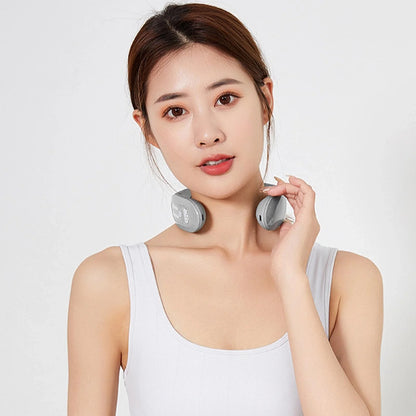 EMS Neck Massager with Heat in blue, showing ergonomic design and USB charging