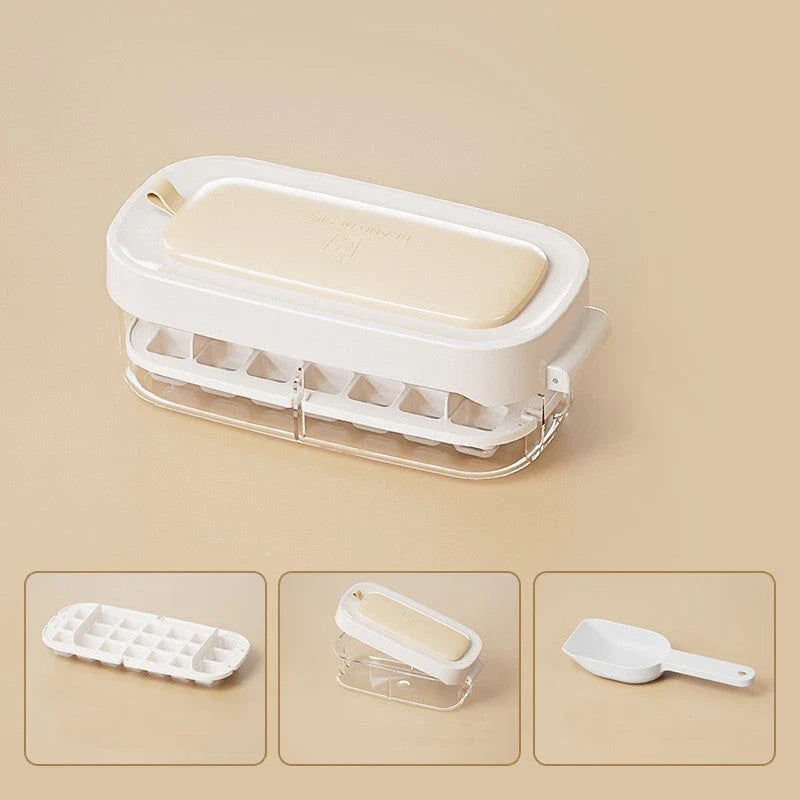 Versatile ice tray with convenient ice scoop for quick freezing, easy ice cube release, and organized storage
