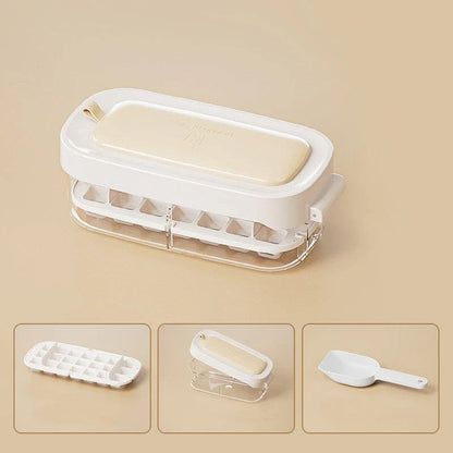 Versatile ice tray with convenient ice scoop for quick freezing, easy ice cube release, and organized storage
