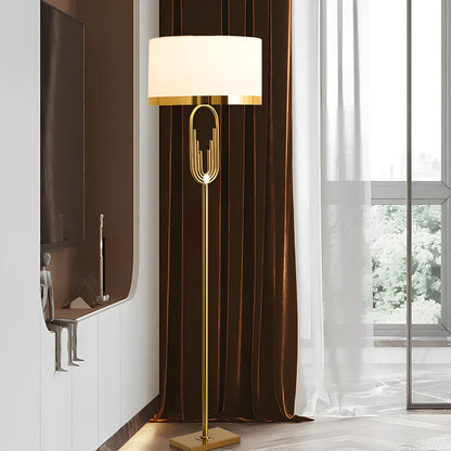 Modern vertical floor lamp with adjustable height for reading, iron body with fabric shade