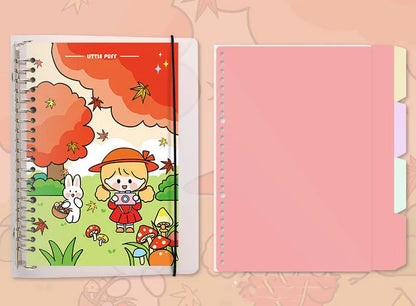 Refillable notebook with detachable decorative cover and replaceable paper core in B5 size