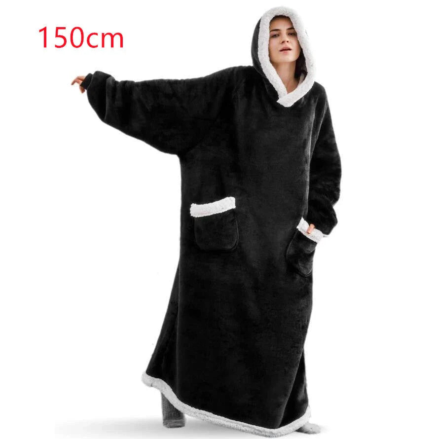 Cozy TV Blanket Hoodie in a variety of colors, featuring a plush polyester design with a front pocket and adjustable drawstring hood