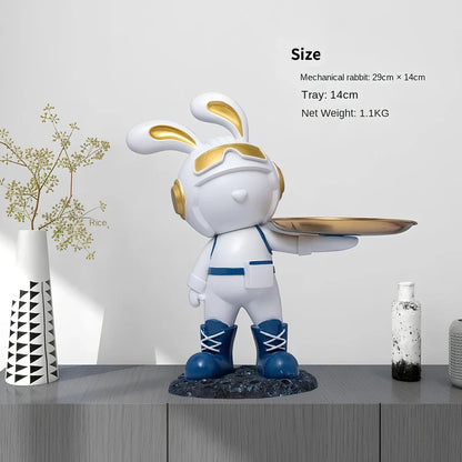 White resin pallet rabbit key storage box, 15cm tall with rear slots for six keys on home entry shelf