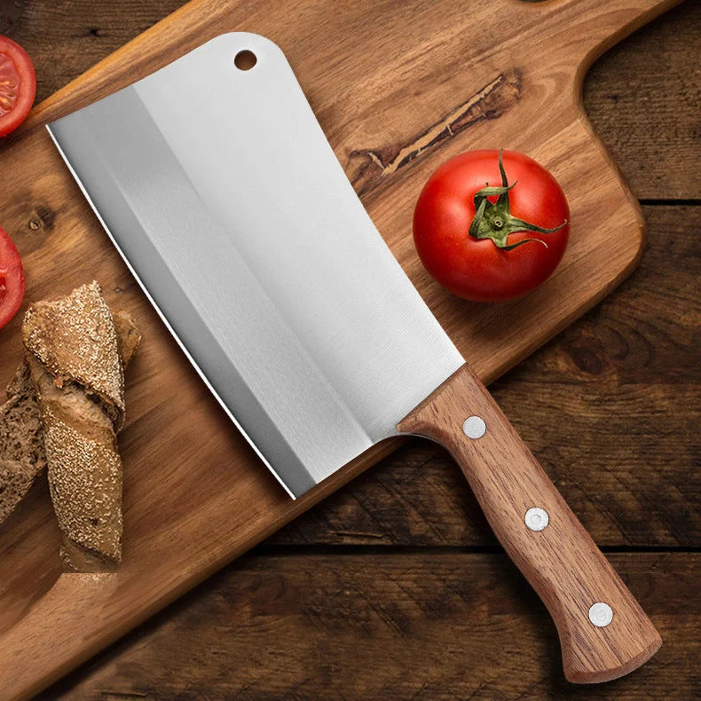 Premium stainless steel kitchen machete knife with ergonomic handle for comfortable slicing and dicing