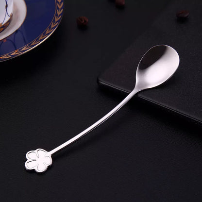 304 stainless steel gold plated dessert spoon with floral design