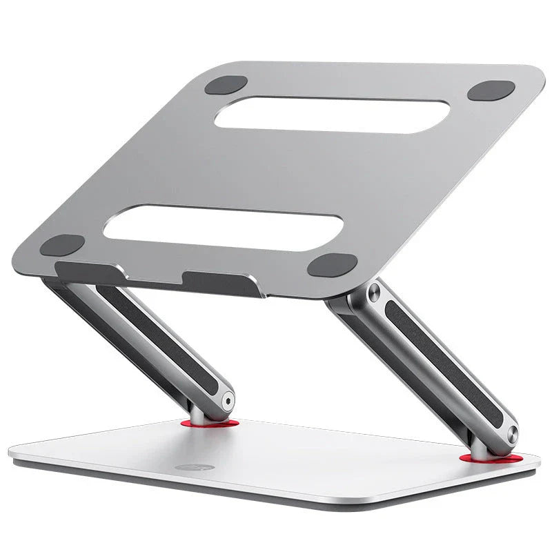 Adjustable aluminum laptop cooling stand with foldable, ergonomic, and portable design