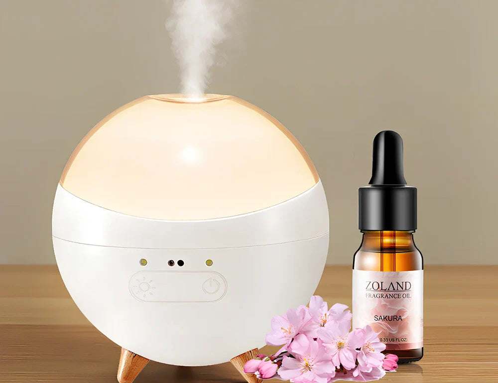 USB car essential oil diffuser with gesture control and adjustable lighting in cup holder