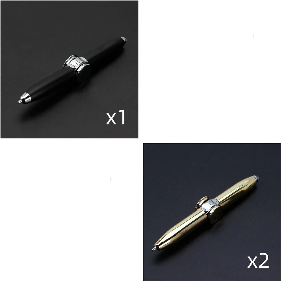 Multifunctional decompression gyro ballpoint pen showing 10.3cm length and spinning mechanism