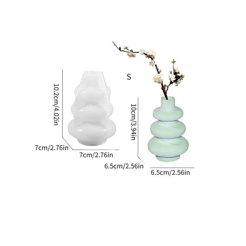 Three layer circle vase ornaments silicone mould in irregular shape