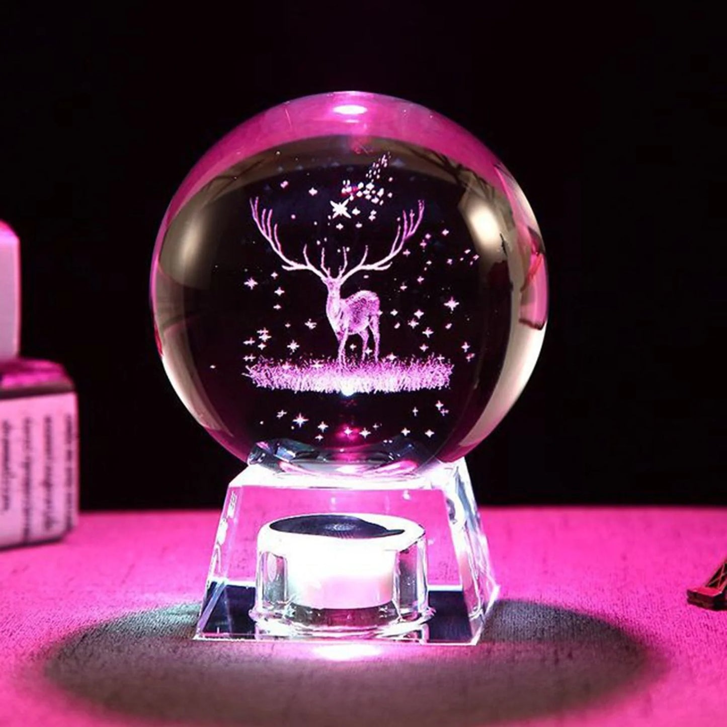 LED Music Box with luminous crystal ball showcasing Milky Way or Solar System design
