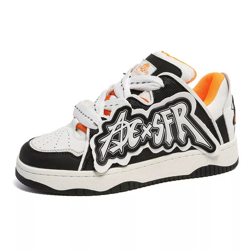 Minimalist skate shoes in white and black, black and red, and sky colors with breathable mesh lining