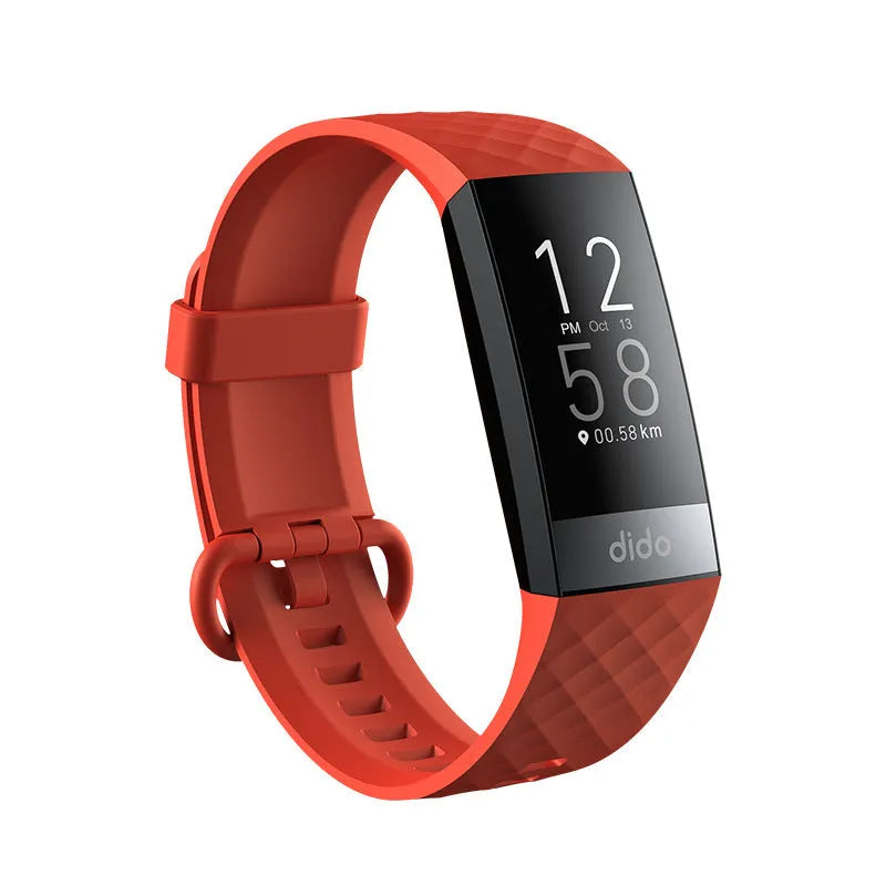 Black smart bracelet with 1.1-inch screen for health monitoring, worn on wrist