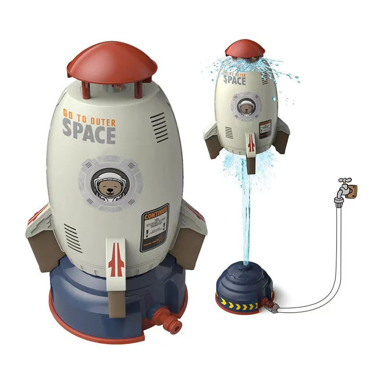 Outdoor water pressure rocket launcher toy for children's garden play with plastic construction