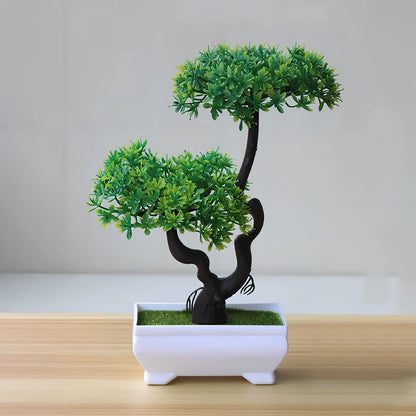 24cm high artificial potted plant with plastic foliage in green colour option for home decoration