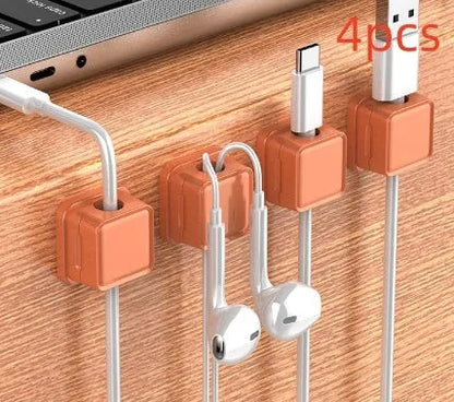Black or Orange ABS wall-mounted data cable storage holder, 22mm x 22mm, for office car home kitchen.