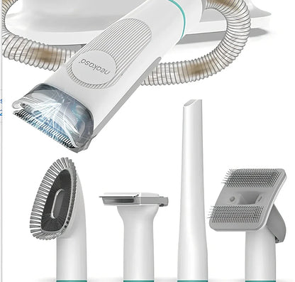 Pet grooming device with comb and shave functions, 290mm length with multiple attachments