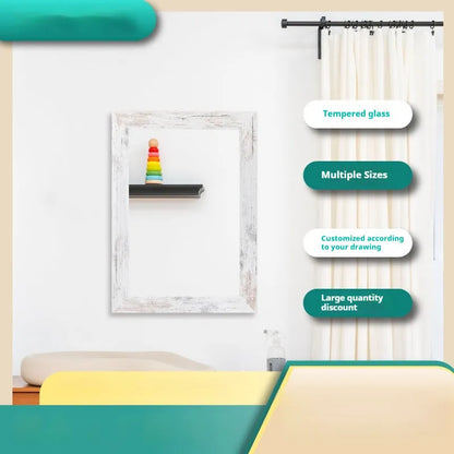 Wall-mounted modern pastoral style mirror with a little white MDF frame.