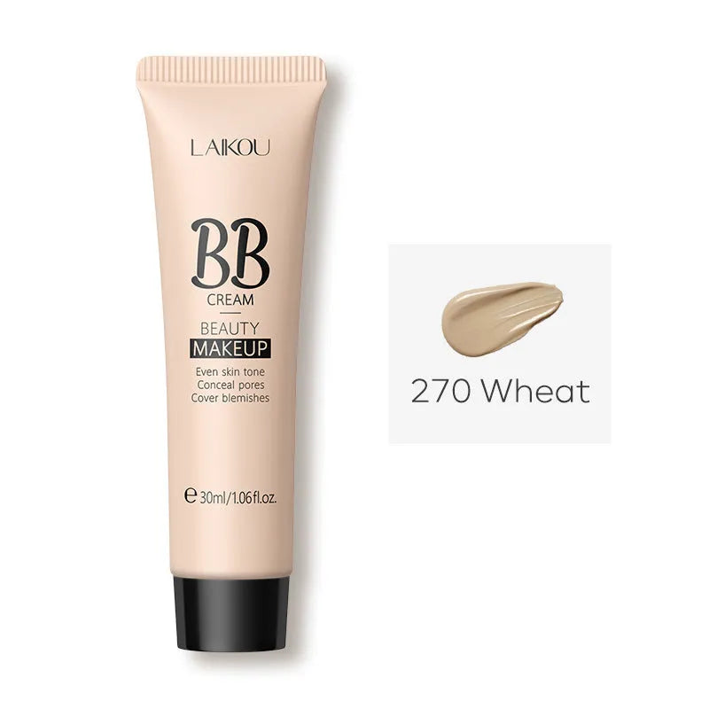 30ml tube of natural BB cream showing nine available shade colours from light to dark