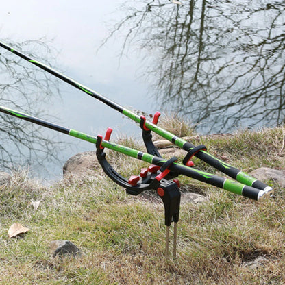Adjustable fishing rod holder with 360-degree rotation and durable stainless steel and nylon construction
