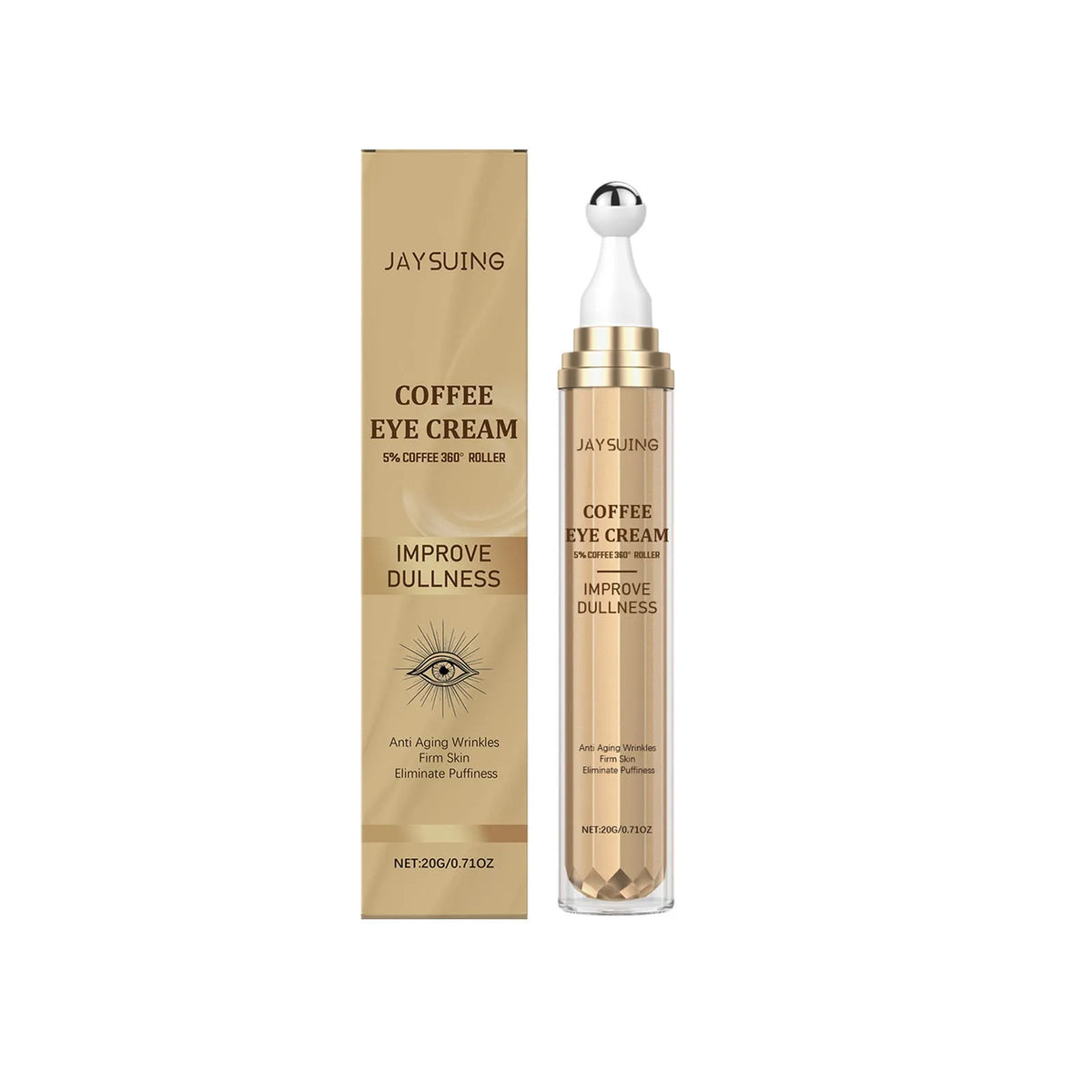 20g jar of Caffeine Firming Eye Cream for under-eye skincare application.