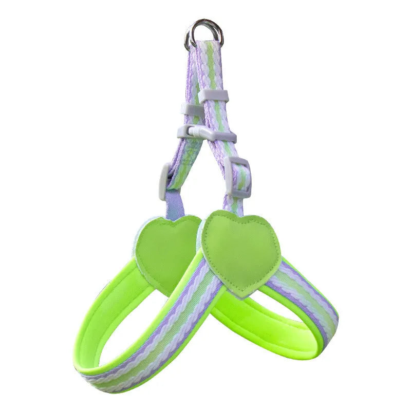 Dog walking chest strap harness with 1.5 metre hand holding rope in emerald green colour
