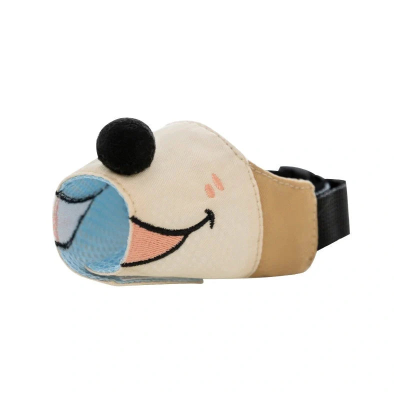 Canvas dog muzzle in Bondi blue shark colour showing adjustable design for bite prevention