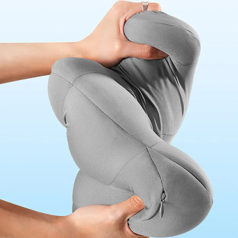 Grey and orange car headrest and lumbar pillow set with memory cotton filler for suspension bin vehicles