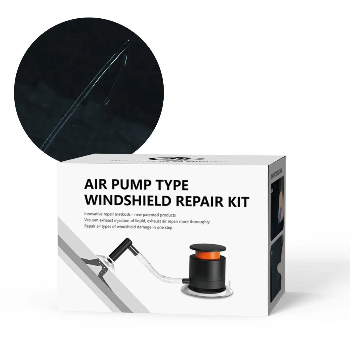 Car windshield crack repair tool with plastic construction and broken glass corrector for DIY chip repair