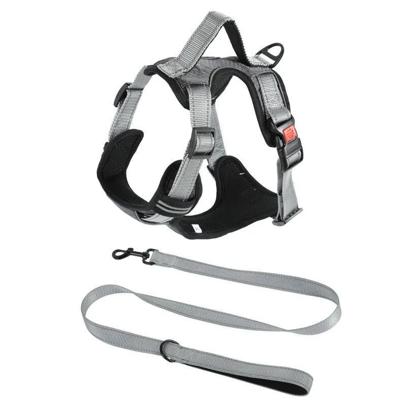 Polyester dog vest harness with hand-holding rope attachment in multiple colour options
