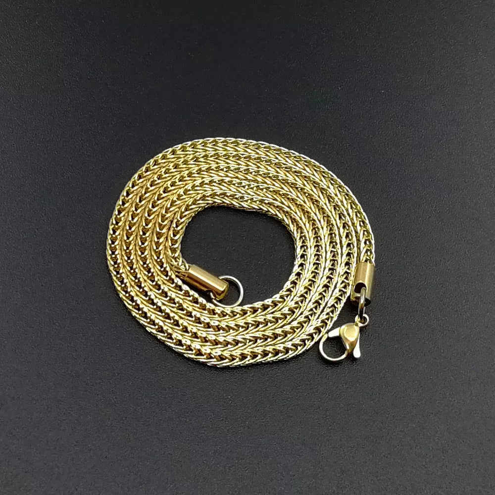 Vacuum electroplated stainless steel chain necklace for men and women, 3mm width, 24 inches length