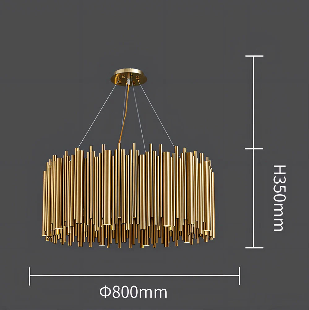 Postmodern iron chandelier with stainless steel construction and multiple G9 LED bulbs in layered configuration