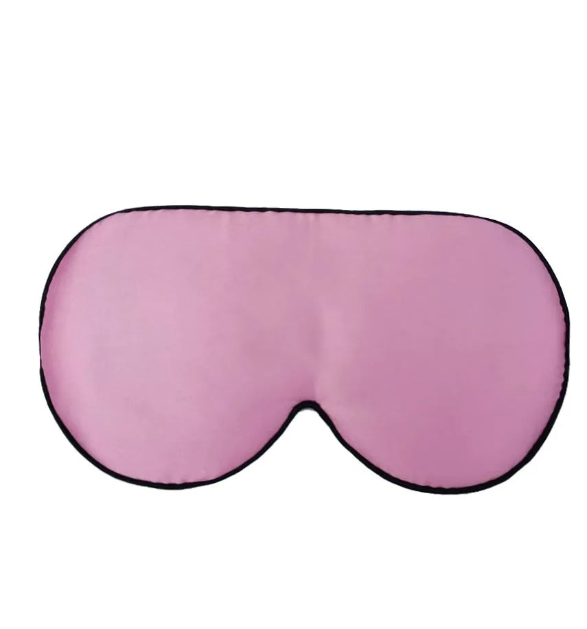Double-sided mulberry silk eye mask showing 22cm by 11cm dimensions in navy blue colour