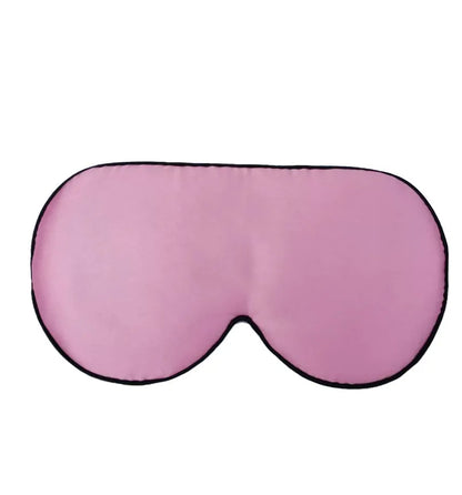 Double-sided mulberry silk eye mask showing 22cm by 11cm dimensions in navy blue colour