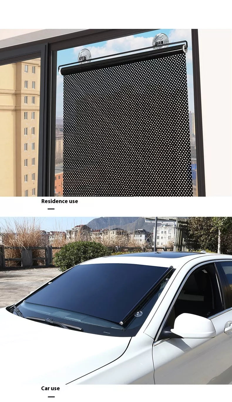 PVC household window sun protection shutter with suction cups in black dots and silver laser options