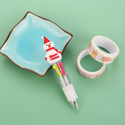 Christmas four-colour ballpoint pen with press mechanism showing festive designs