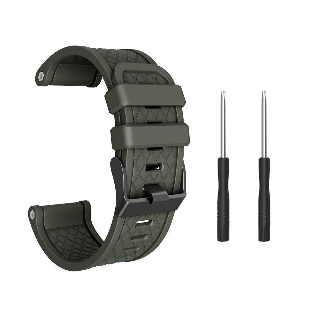 Black silicone watch strap with stainless steel fittings for Jiaming 26mm watch cases