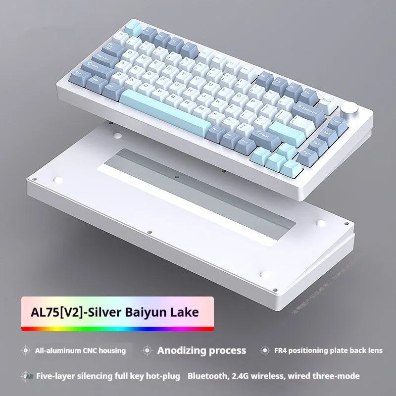 Heiji Snake aluminium mechanical keyboard DIY kit with keycaps and tools on a desk.