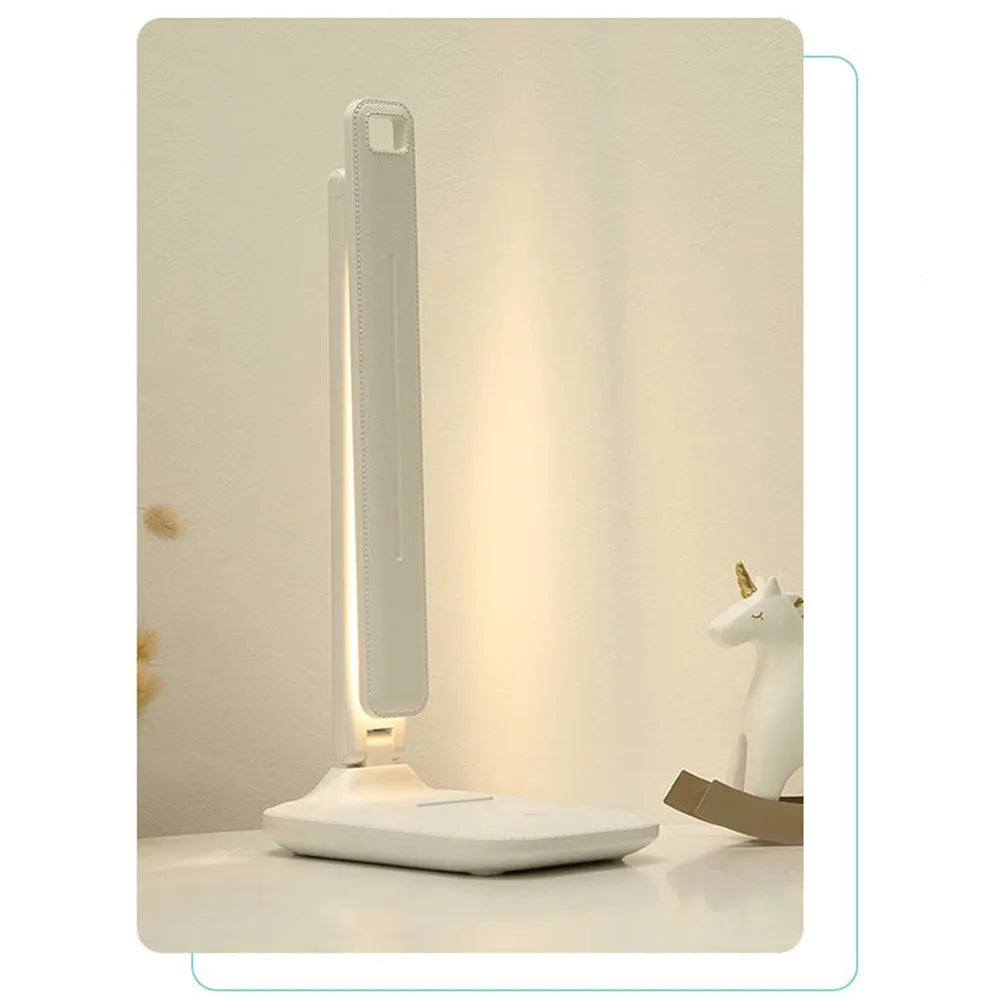 White touch dimming bedside lamp with USB charging port and plastic shade for children's rooms